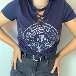 Lace-up Graphic T-shirt